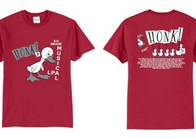 Legacy Prep Academy Musical Theatre Honk screenprinted t-shirts